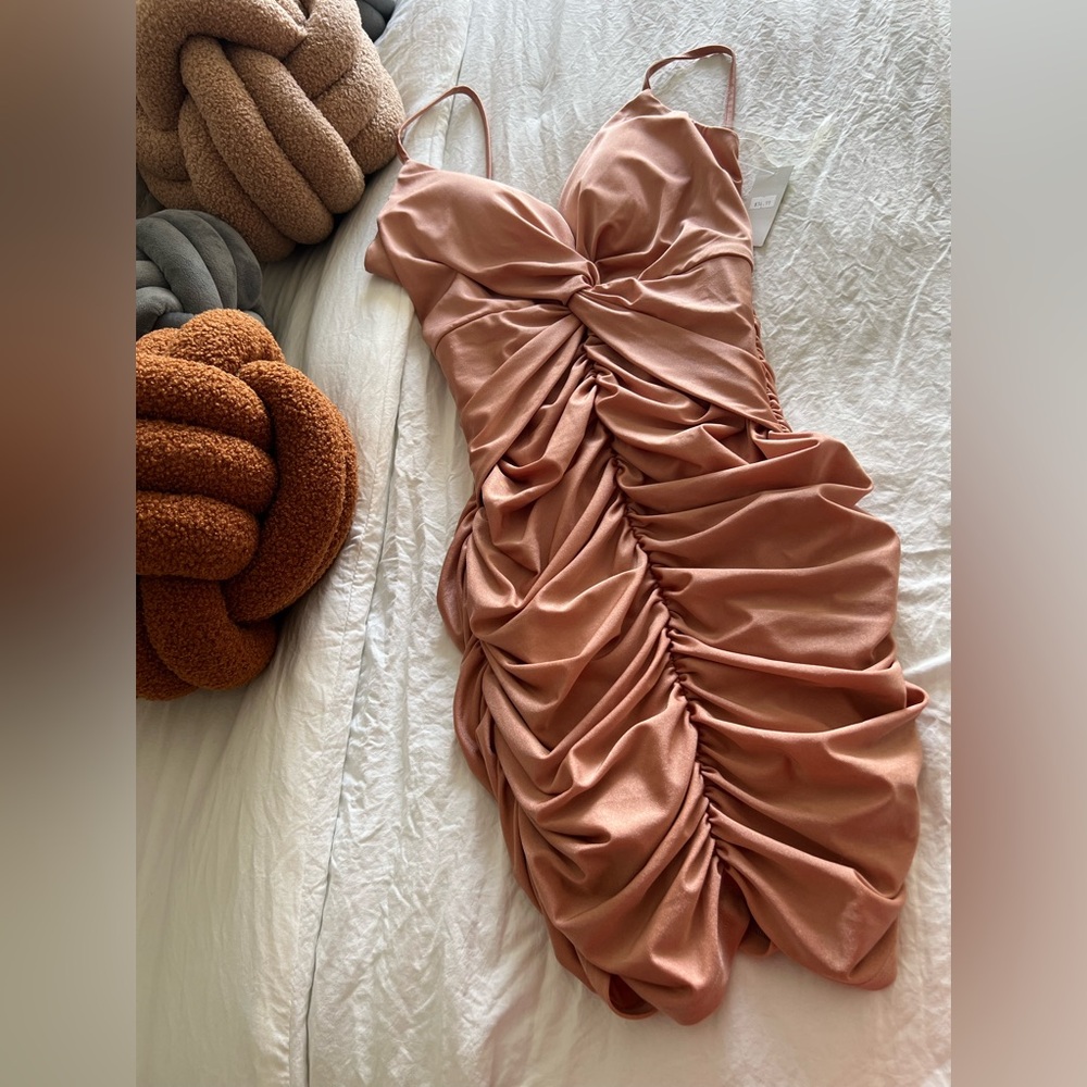 Peach Spaghetti Strap Ruffle Dress